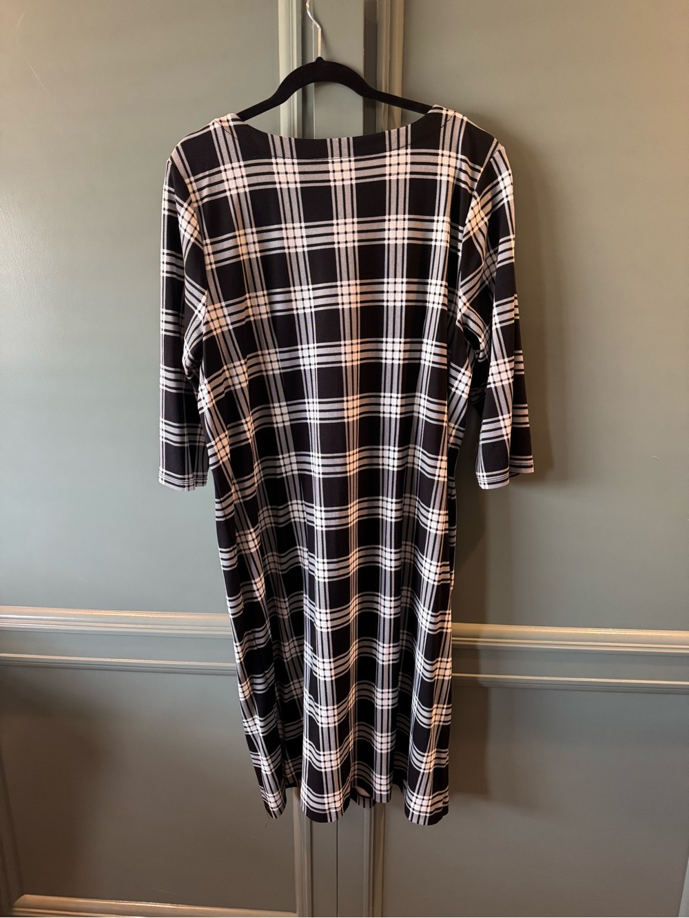 Talbots Black and White Plaid Midi Dress - Picture 2 of 4